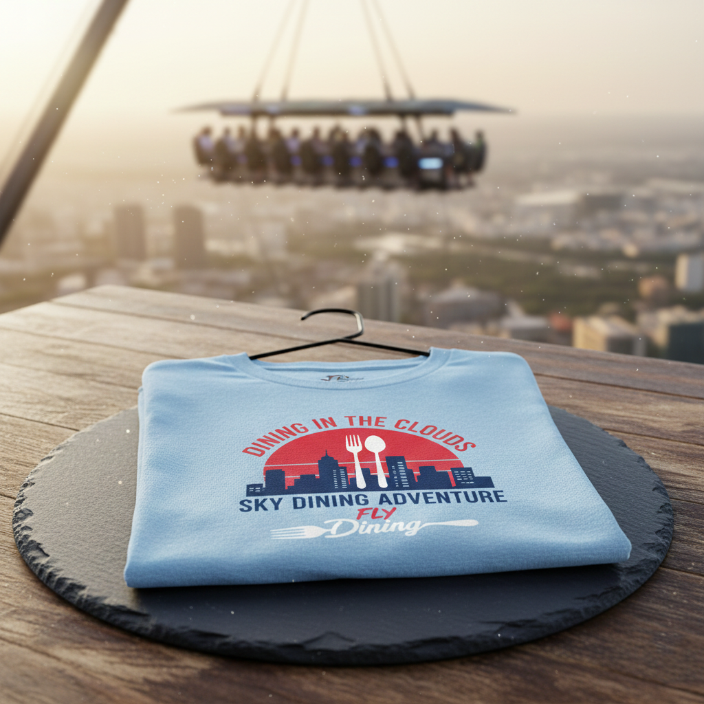 Blue Tshirt for FlyDining Adventure Dining Wear - Image 4