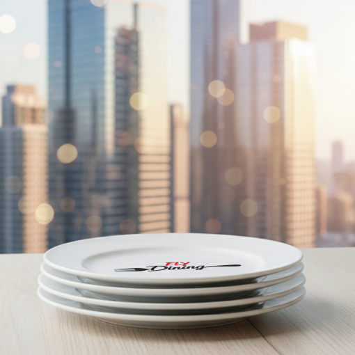Plates for FlyDining Experience and Rooftop Dining Service